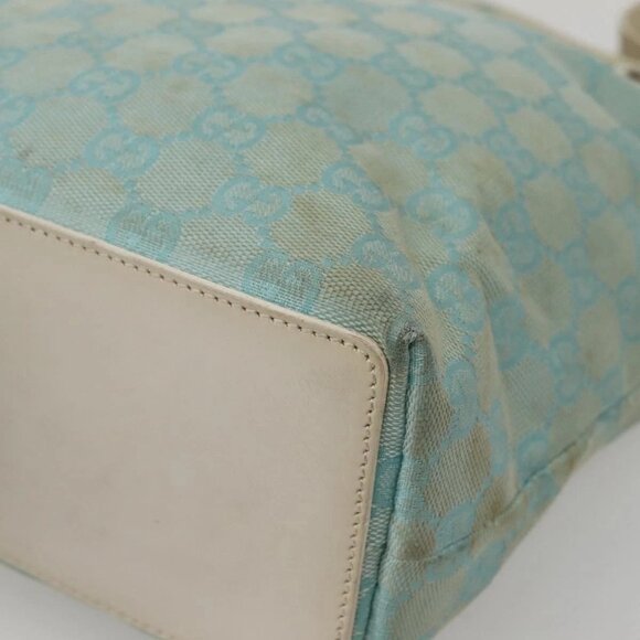 GUCCI GG Canvas Tote Bag Light Blue Gold 002 1099 Auth 130091 - Picture 4 of 16